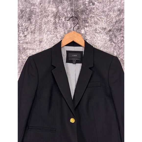 J Crew Schoolboy Blazer 12 Womens Black & Gold Button Wool Jacket - Picture 2 of 8